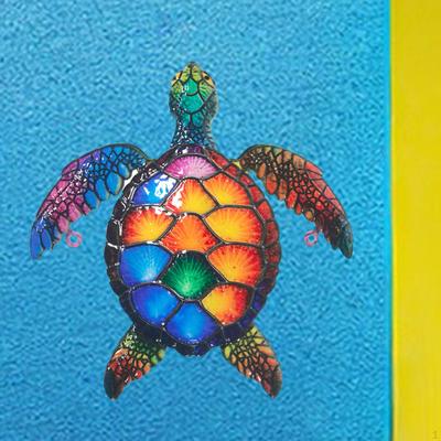 Decorazione Murale Tartaruga Marina Cartello a Tema Spiaggia Scultura Metallca da Appendere per Aula