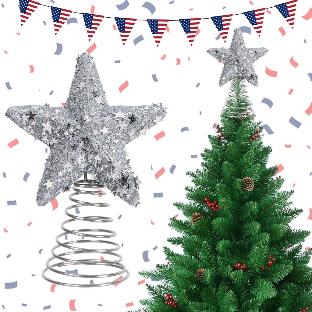Red, Blue And Sequin Foam  Tree Top Star Decoration Star Spring Star