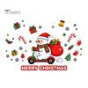 Winter Home Decor Cute Snowman Scooter Christmas Static Window Cling, Cartoon Merry Glass Decorations Decal, Waterproof Sticker for Shop Xmas