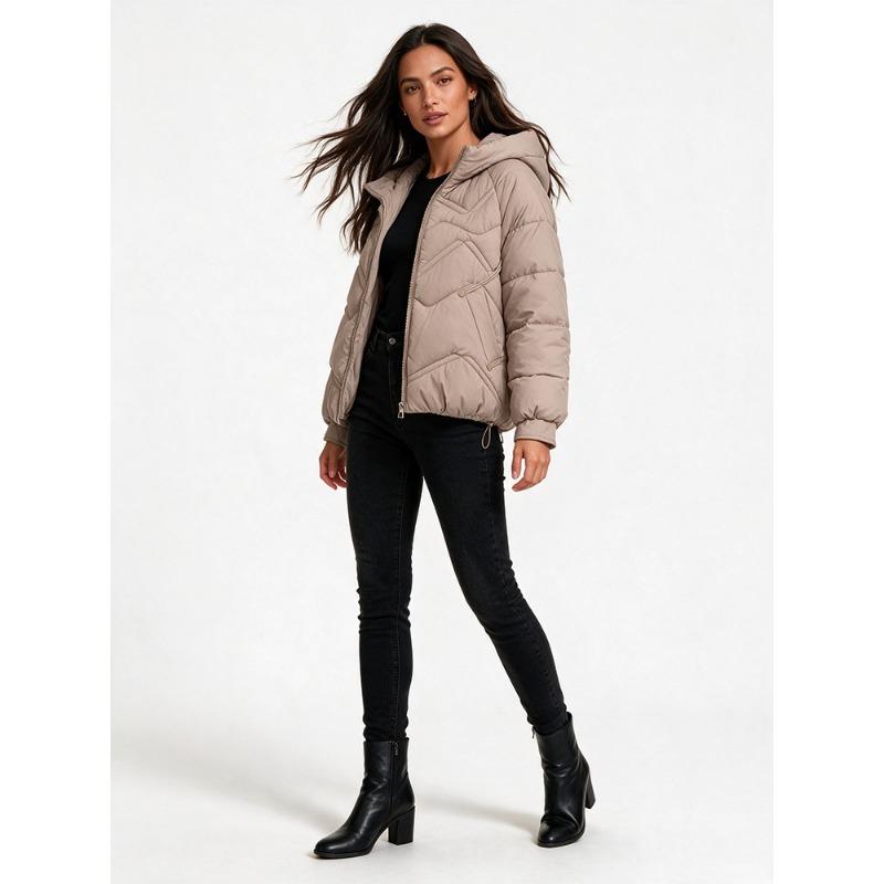 Women S Plus Size Hooded Thick Warm Fitted Puffer Coat