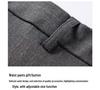 2025 Men's Grey Stripe Slim Fit Embroidered Three-Piece Suit - Korean Style Wedding Best Man Formal Wear