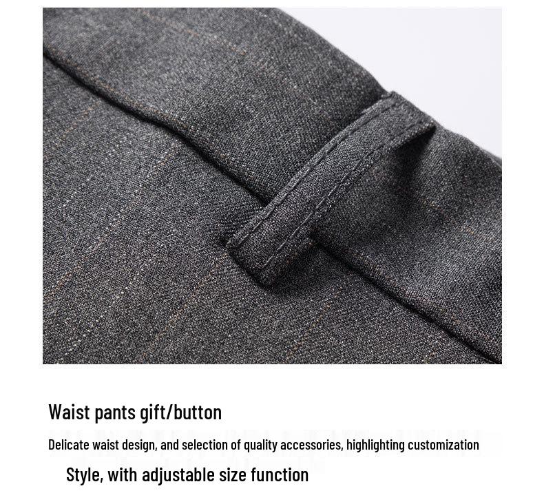 2025 Men's Grey Stripe Slim Fit Embroidered Three-Piece Suit - Korean Style Wedding Best Man Formal Wear