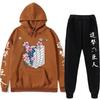 Attack On Titan Anime Hoodie Sweatpants Set Teen Casual Streetwear 2-Piece
