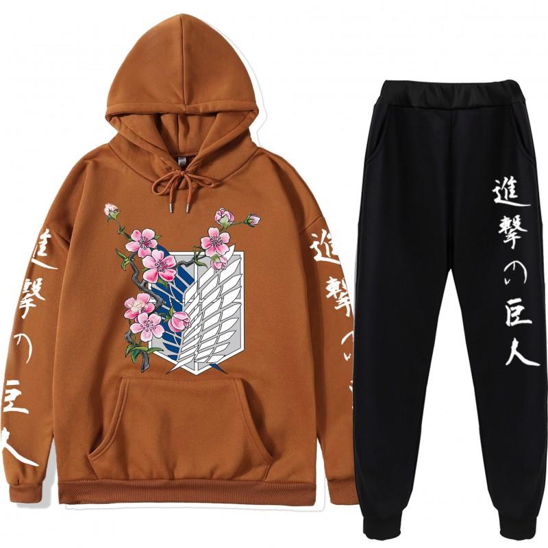 Attack On Titan Anime Hoodie Sweatpants Set Teen Casual Streetwear 2-Piece