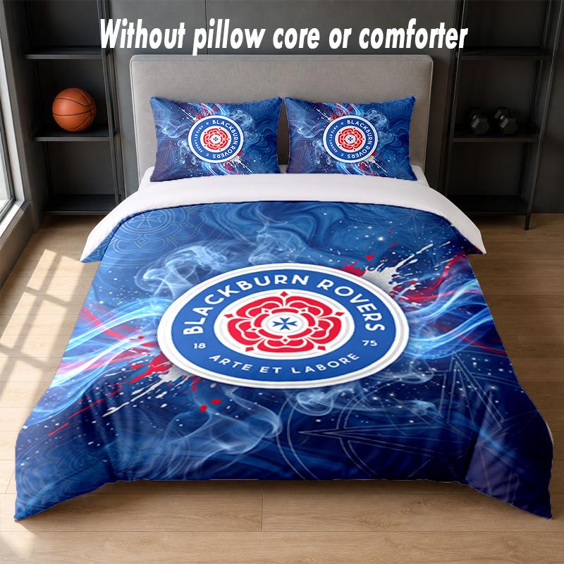 Blackburn Rovers Football Design Bed Bedding Set 1 Duvet Cover + 2 Pillowcases Soft Breathable Household Bed Linens