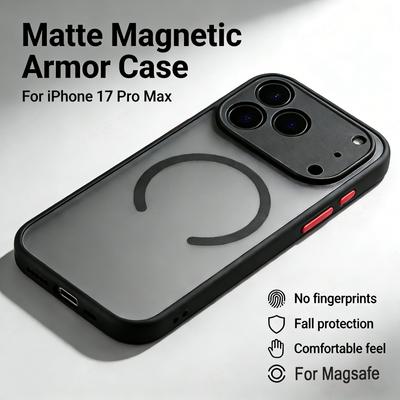 Translucent Magnetic Armor Phone Case For iPhone 17 Pro Max 13 12 Mini 14 15 Plus 16 Pro Air For Magsafe Wireless Charging Cover