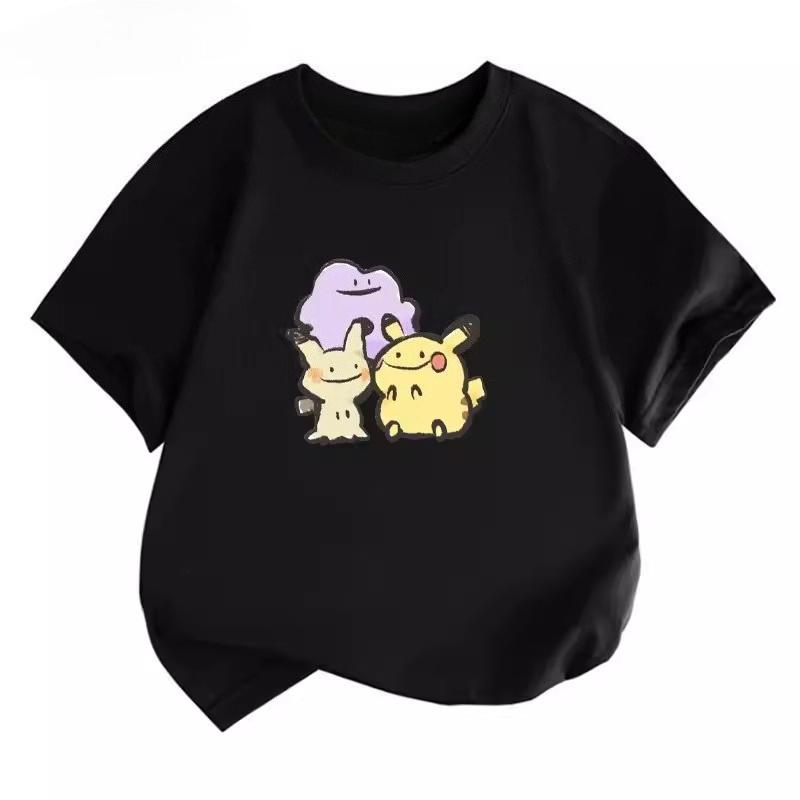 Potdemiel Summer New Pikachu Children's Pure Cotton T-Shirt, Comfortable and Breathable, Suitable for Both Boys and Girls.