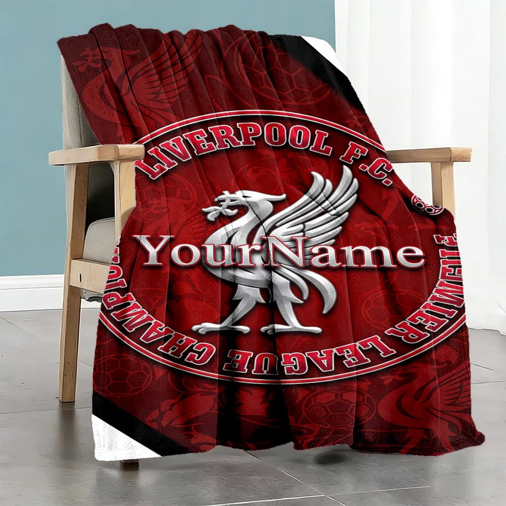 Liverpool Personalized Text Blanket Multi-purpose Customizable Blanket Durable Comfort Versatile for Office Chair Picnics Sofa All-Season Use