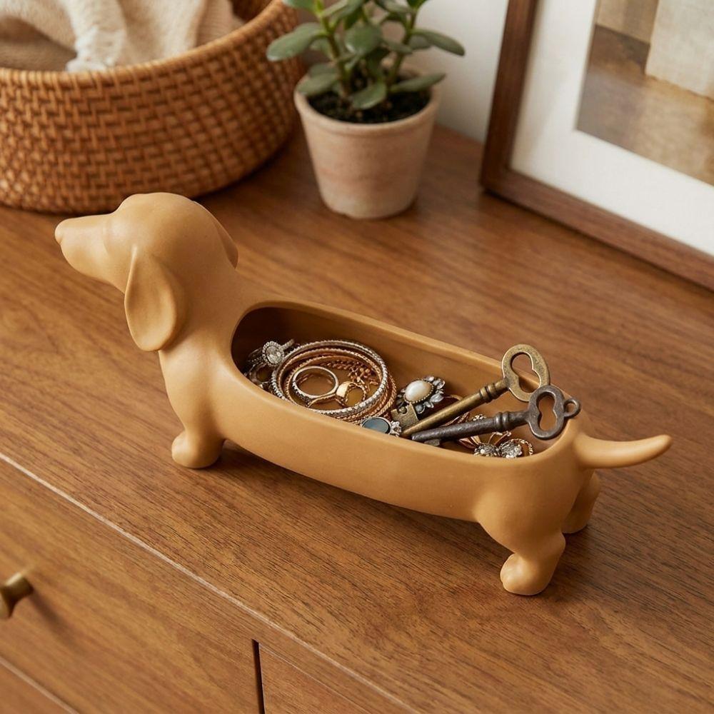 3D Printed Jewelry Catchall Dish Plastic Sausage Dog Planter Tabletop Organizer Figurine Office