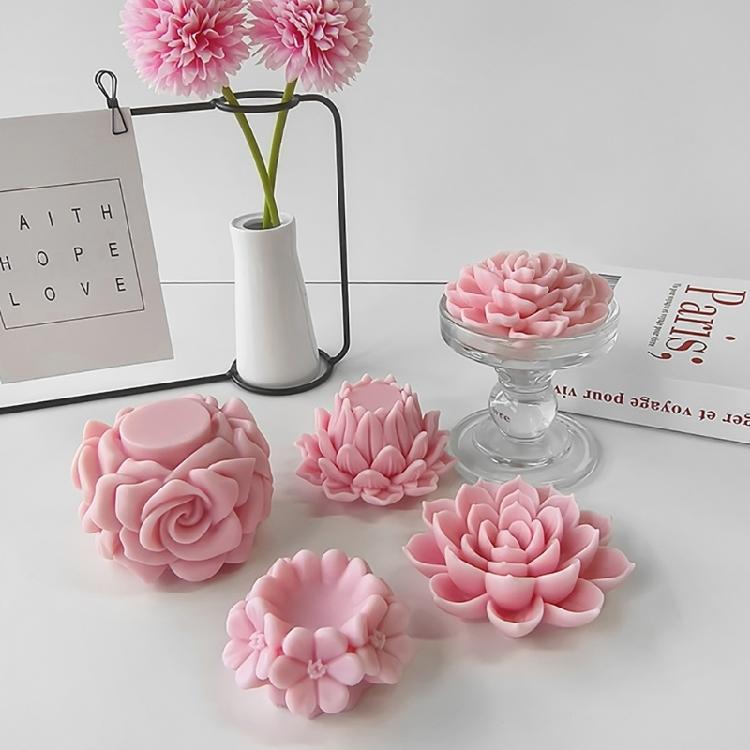 Flexible Silikonform Blumenform Duftkerzenformen Aromatherapie Herstellungsform Praktisches Schmuck Bastelwerkzeug