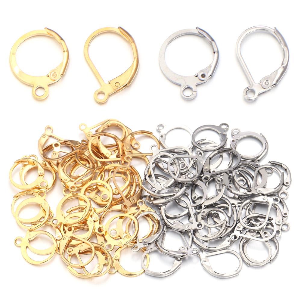 20pcs/lot Hypoallergenic Stainless Steel Ear Hooks French Lever Back Earring Round Hook Ear Wire Earrings For DIY Jewelry Making