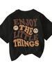 Wo Letter Graphic Tee Short Sleeve Crewneck T Shirt Top