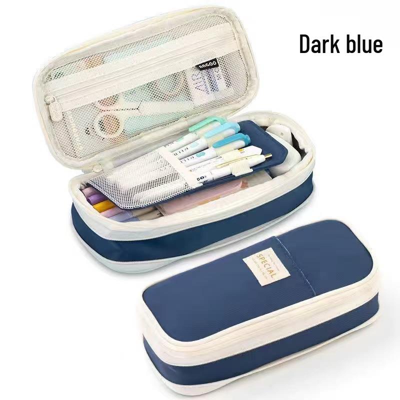 Student Art Style Large Capacity Multi-functional Solid Color Pencil Case