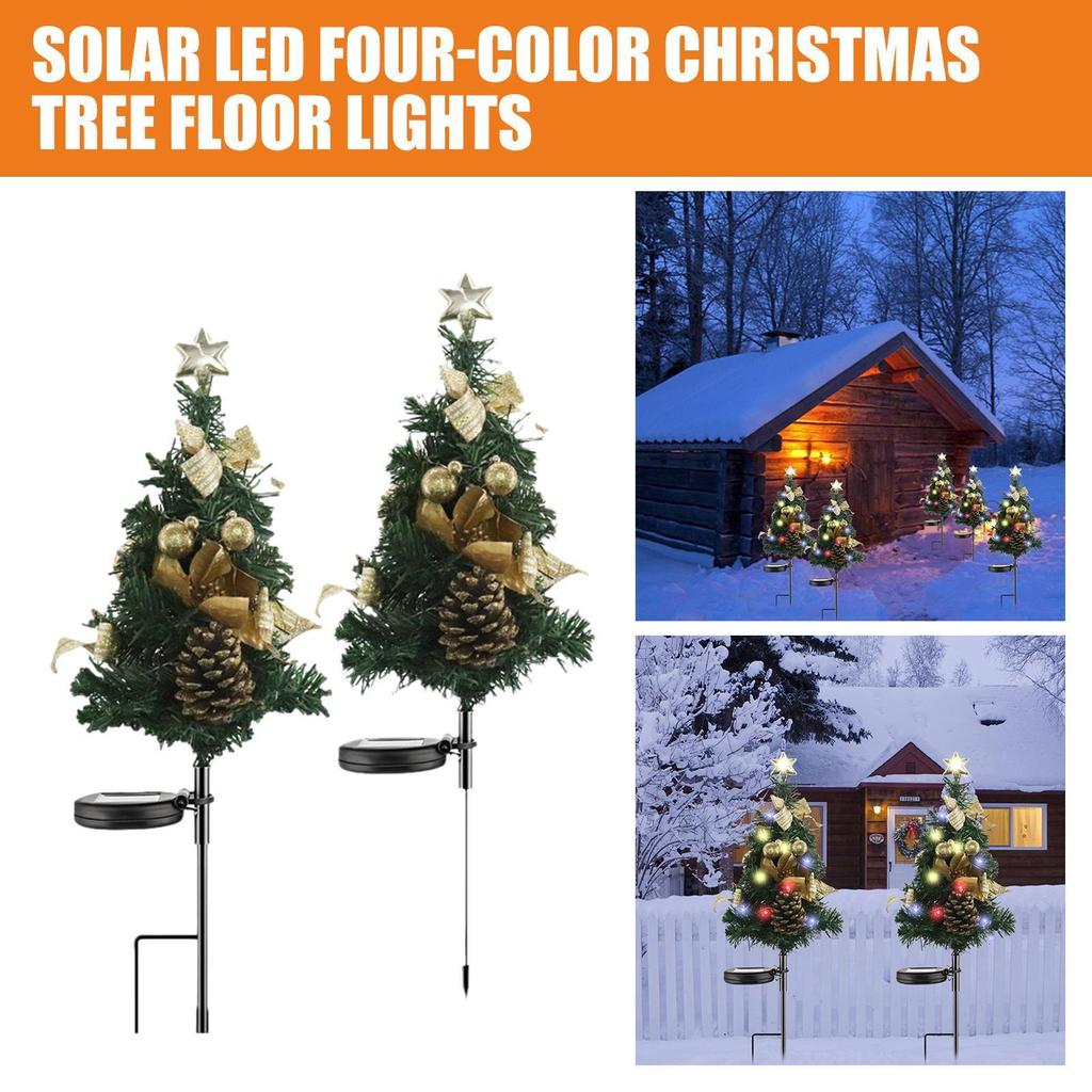 2PCS Solar Weihnachtsbaum Lichter Im Freien Wasserdichte LED Garten Garten Rasen Landschaft Festliche Dekorative Boden Lichter