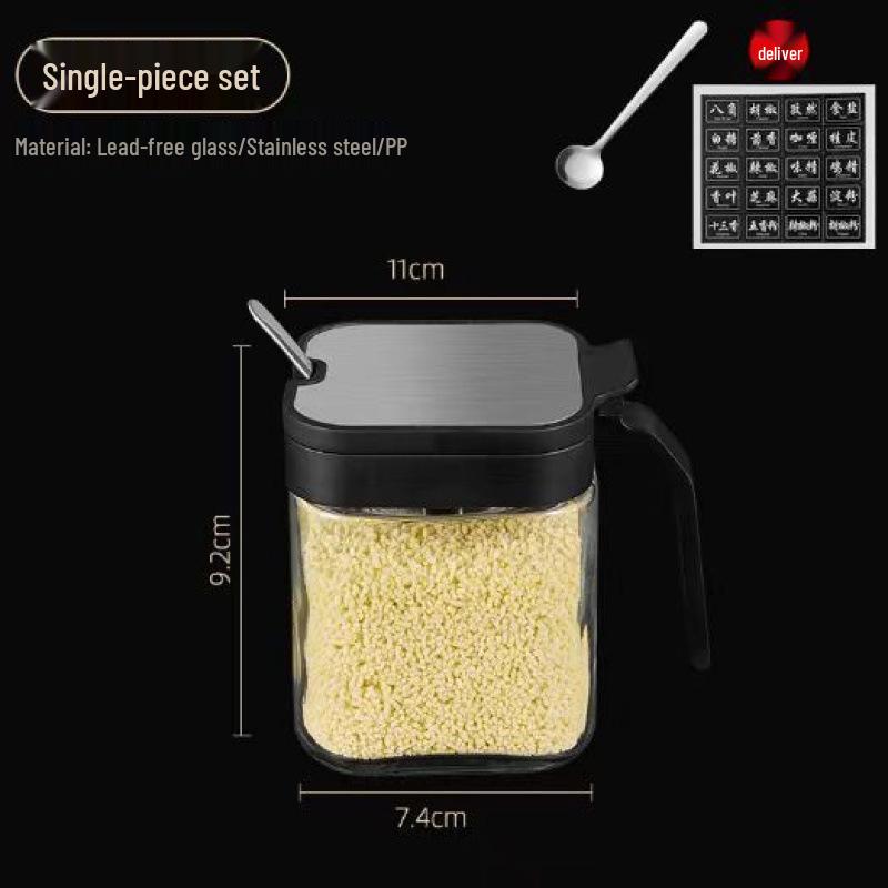 Large Capacity Stainless Steel & Glass Spice Seasoning Set