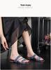 2026 Stylish European & American Silver Rhinestone Square Toe Flat Slides - Versatile Women's Summer Sandals