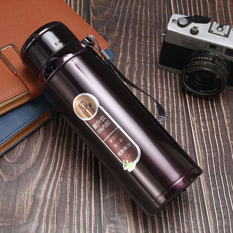 Large Capacity Multi-function Thermos Cup 1000ml Vacuum Flasks Portable Stainless Steel Thermos Cup Water Bottle Travel Tea Mug Office Thermos Cup
