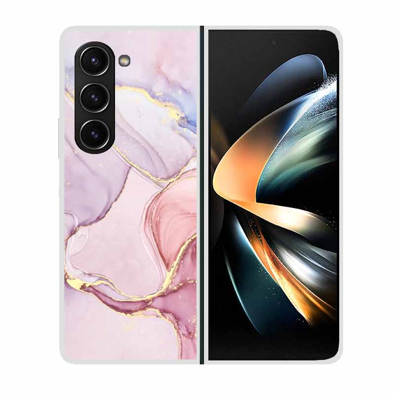 For Samsung Galaxy Z Fold 5 ZFold5 Cases Marble Transparent Shockproof Protection Hard Back Cover For Samsung Z Fold 5 5G Cases