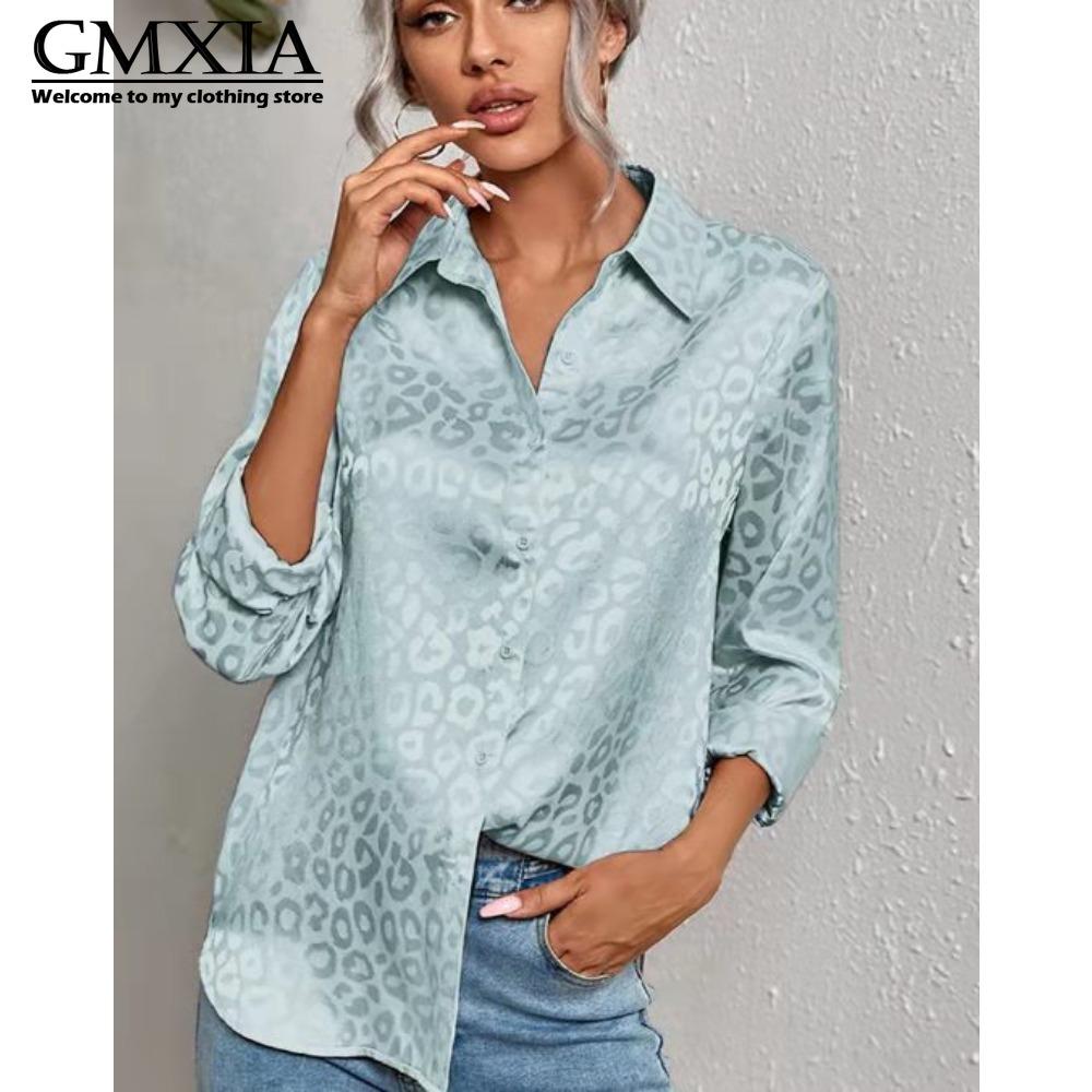 GMXIA Women's Fashion Casual Leisure Long Sleeve POLO Neck Blouses & Shirts