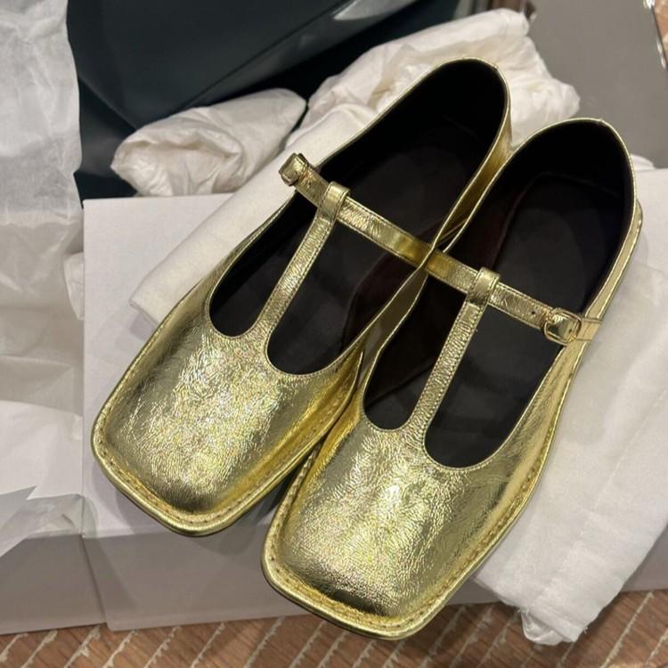 Sheepskin version~ super fire black Mary Jane women's shoes new square head shallow mouth T-buckle with niche flat single shoes women