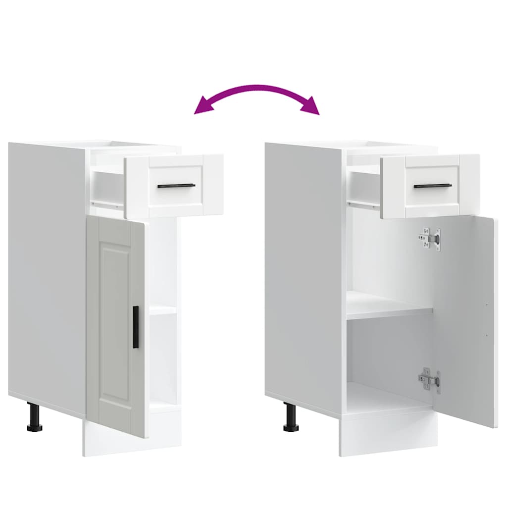 Porto weißer Küchenunterschrank mit eingebauter Schublade, Aufbewahrungsschrank für Schüsseln, Maße: 30x46x81,5 cm