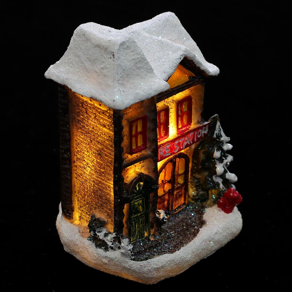1Pcs Small House Ornament Resin Christmas Decor Miniature Home Decoration for Tree Cabinet Desk Festival Atmosphere Gift