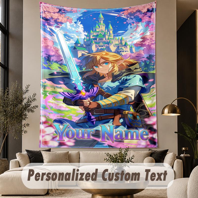 Custom Text Printed Tapestry Zelda Pattern Large Wall Hanging Indoor Room Decor