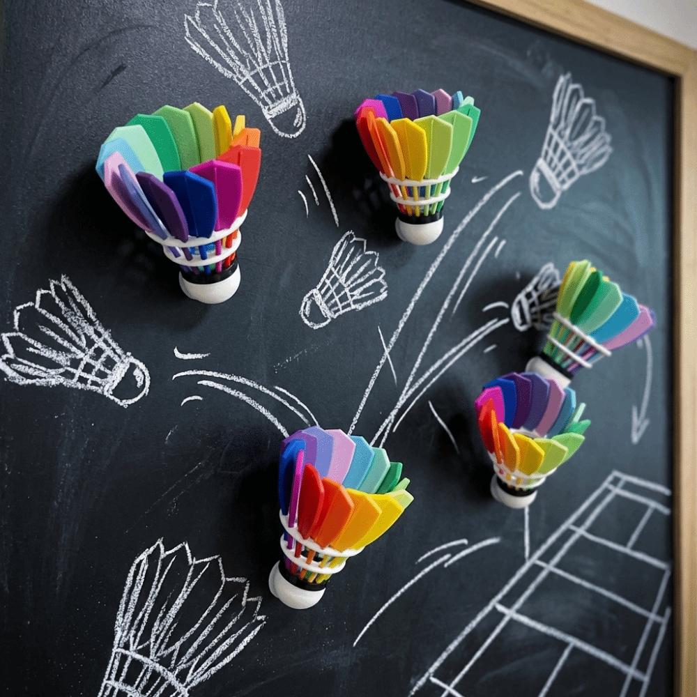 Rainbow Color Badminton Fridge Magnet Funny Simulation Badminton Decoration Creative Magnetic 3D Printing Badminton