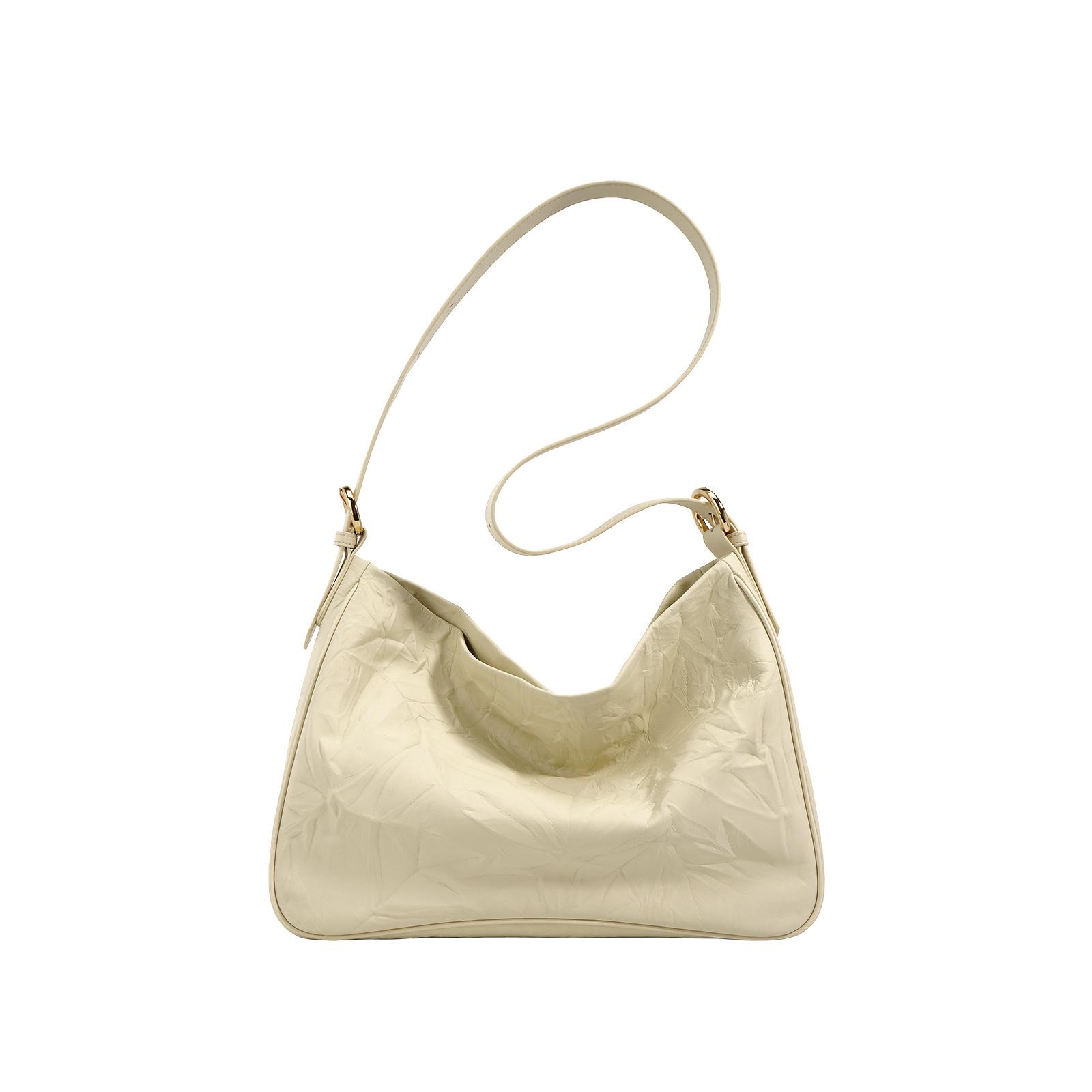 

Niche design hand-scratched pleated bag simple fashion casual large-capacity commuter bag portable shoulder messenger bag women бежевый