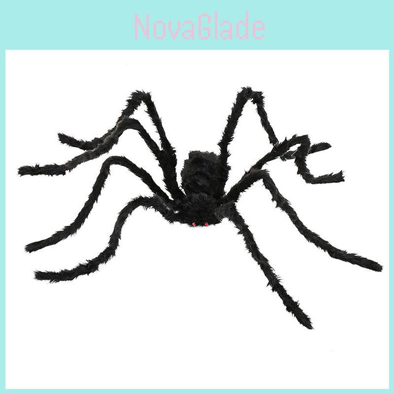 Giant Realistic Black Spider With Creepy Red Eyes Perfect For Halloween Decoration