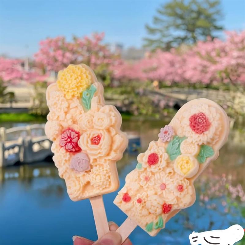 Silicone Flower Popsicle Molds – Stunning Floral Design, Easy-Release For Homemade Ice Cream & Frozen Treats