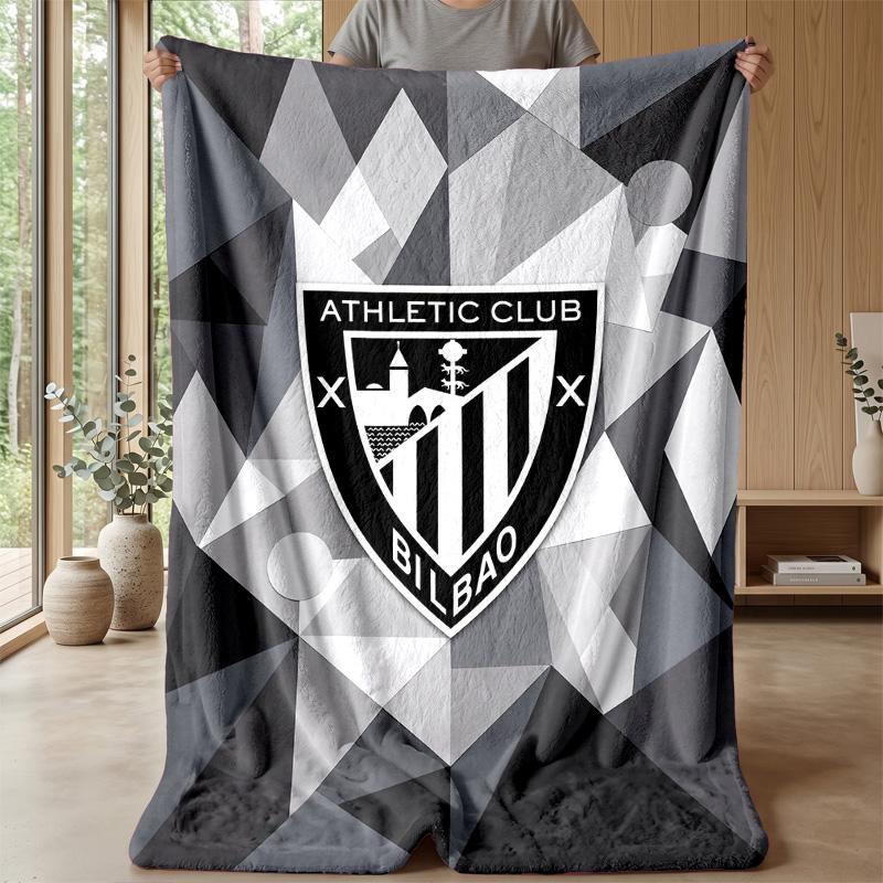 Athletic Bilbao Football Print Flannel Blanket, Soft Warm Lightweight Throw Blanket for Sofa Bed Camping