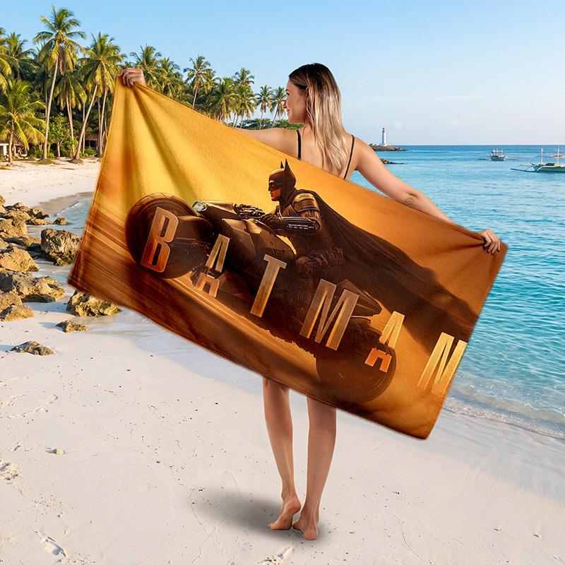 Batman Printed Swim Towel, Portable Water Absorbent Towel for Beach Camping Daily Bathroom Use