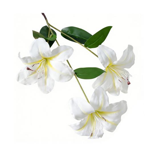Artificial Lily Flower with 3 Heads Full Blooms Real Touch Fake Lily Flower