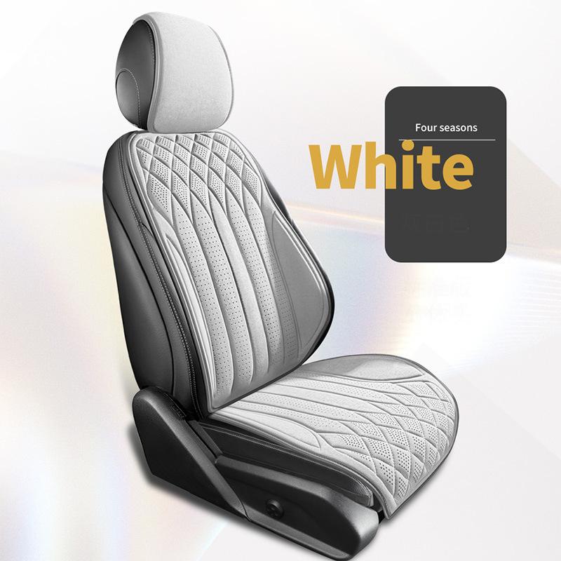 Breathable Car Seat Cover Luxurious Soft Suede Driver s Seat Anti-slip Protective Cushion Four Seasons Car Interior Seat Support A-Single White