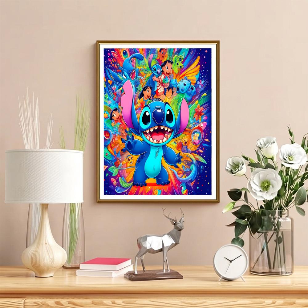 Colorful Stitch Friends 5D Round Diamond Painting Kit Diamond Embroidery Painting Rhinestones Mosaic Frameless Handwork Decoration Arts
