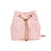 Ling Grid Řetízková Kbelíková Taška, Jednoduchá Crossbody Taška, Dámská Módní Ramenní Taška se Stahovací Šňůrkou a Střapcem