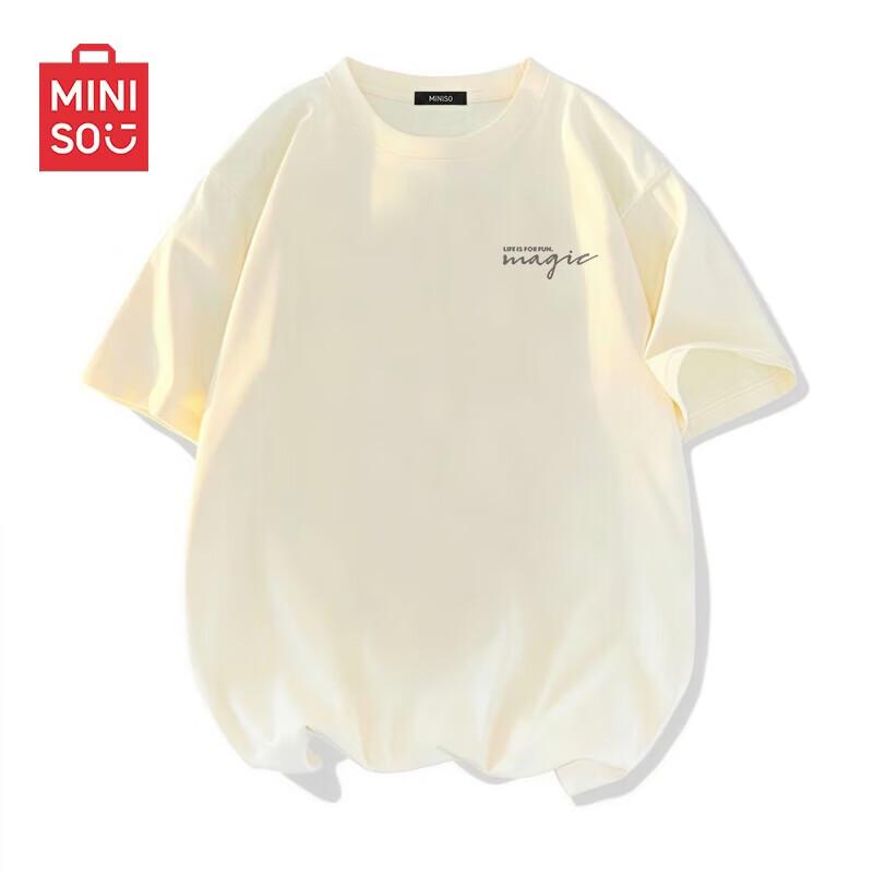 MINISO Men's Hong Kong Style Letter Print Cotton T-Shirt