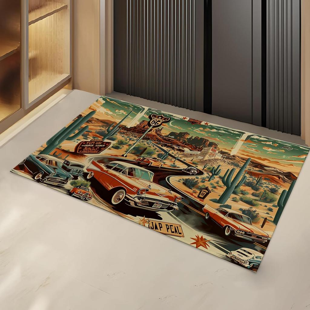 Vintage Animal Print Carpet Mat Decoration Living Room Bedroom Door Entrance Door Mat Washable Floor Mat Sunflower Pattern