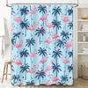 Summer Beach Party Shower Curtain Pink Blue Palm Tree Flamingo Print Fabric Bathroom Decor Waterproof Home Design Shower Curtain