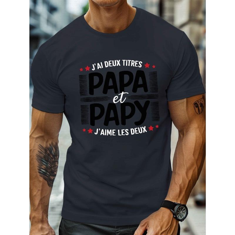 Papa PAPY Graphic Tee for Men - Casual Crew Neck, Short Sleeve, Lightweight & Comfy Summer T-Shirt, Print, Top