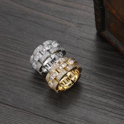 Accessories Three-layer Zircon European and American Rings, Hip-hop New Staggered Men's Rings, Personalized Trend Accessories