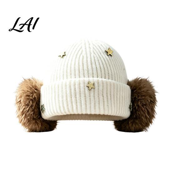 Stylish Daily Wear Cap Knitted Winter Hat with Ear Protection Elastic Thickened Plush Lined Casual Versatile Accessory Cap Soft Warm Windproof