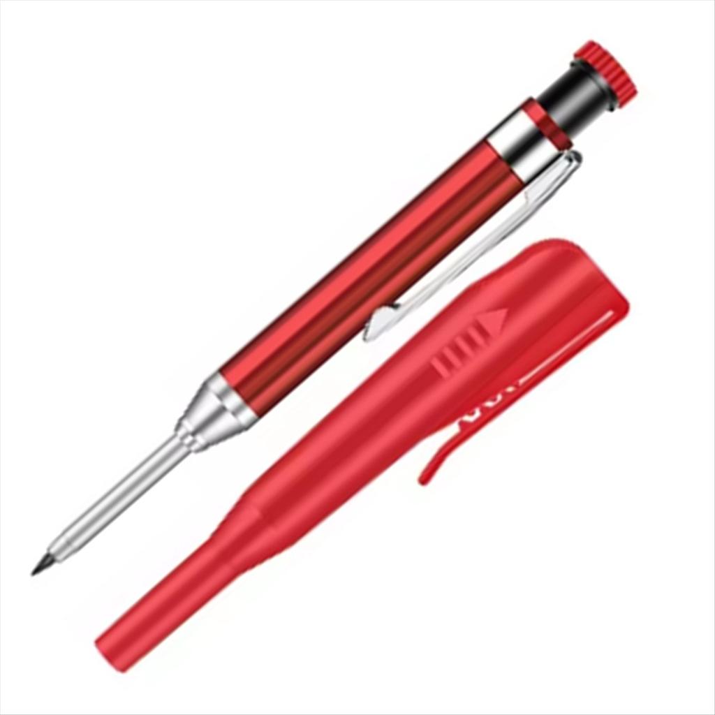 BHBL 2pcs 2.8mm Metal Solid Carpenter Mechanical Pencil with Holder Deep Hole Mechanical Marker Stand Pocket Clip Pencil Tool