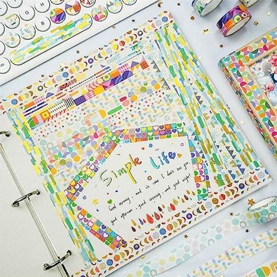 Masking tape 12-piece set cute washi beautiful painting gold foil DIY craft journal planner scrapbook wrapping gift decoration (basic pattern)