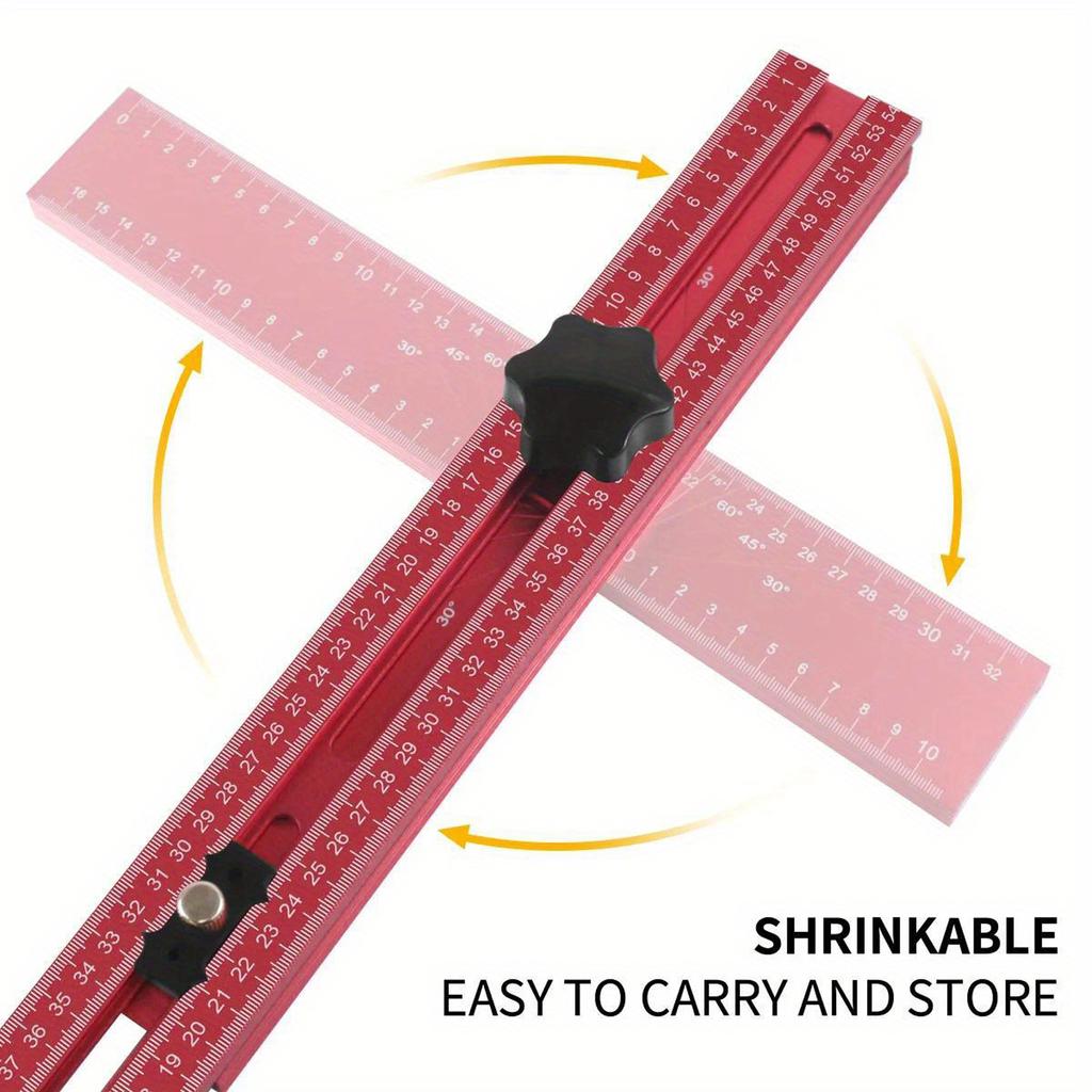 Régua de posicionamento de perfuração ajustável 4 em 1 Gabinete de ferragens Gabarito T Quadrado Régua de medição de vários ângulos Régua para trabalhar madeira