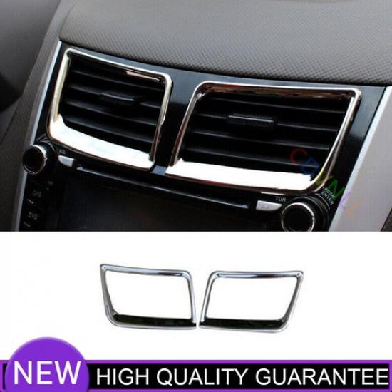Car Middle Air Outlet Vent Frame Trim For Hyundai Accent 2012-2017 Chrome Steel