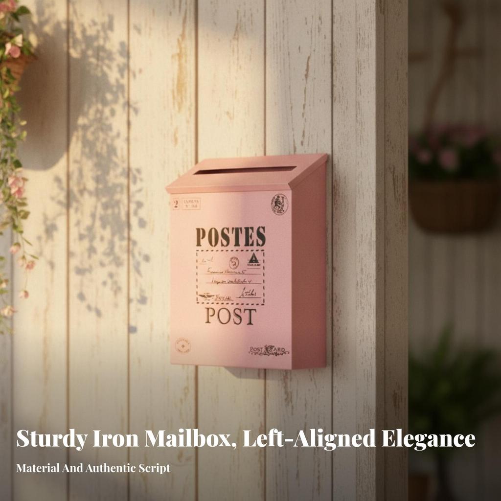 Iron Mailbox with Sloped Lid Slim Weather-Resistant for Porch, Farmhouse