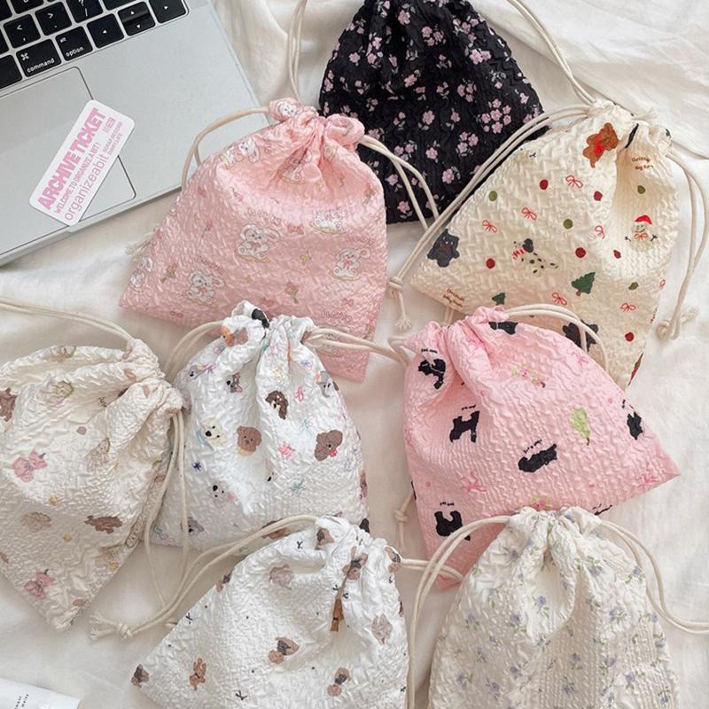 1 stk Koreansk Søt Liten Myntpung Nøkkel Øretelefon Snøring Oppbevaringspose Jenter Smykker Leppestift Kosmetikk Taupose Snøreposer
