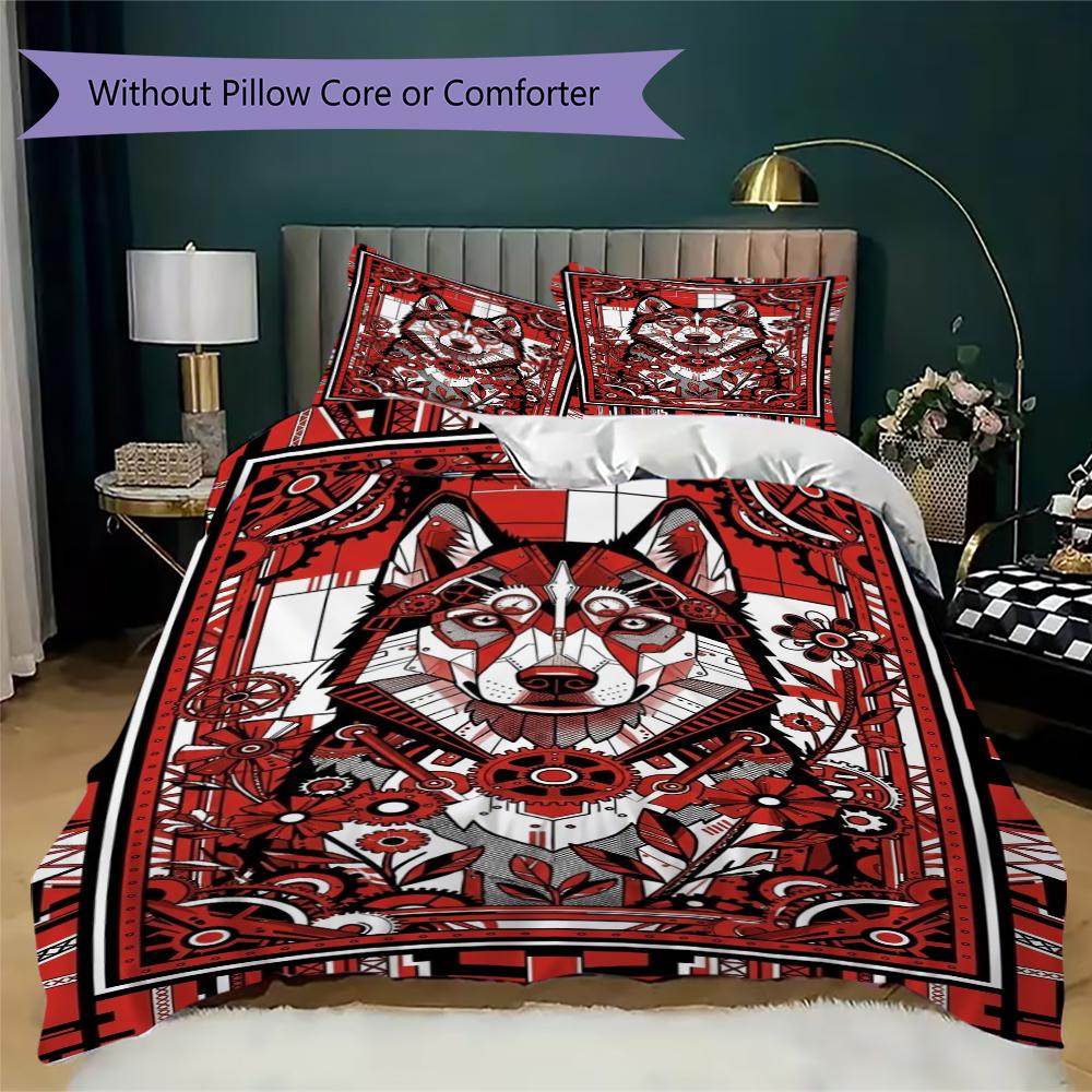 Set Copripiumino con Fantasia di Cani Husky Copripiumino Federa Decorazione per la Casa Regalo di Compleanno (1 * copripiumino + 2 * federe senza imbottitura)69